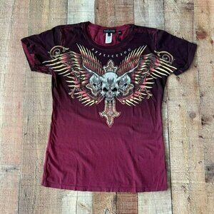 Affliction Black Label hyper speed jewel graphic black tshirt women's large